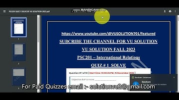 PSC201 Quiz 1 SOLUTION 2023 || PSC201 QUIZ 1 SOLUTION FALL 2023