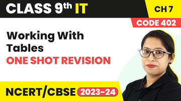 Working With Tables - One Shot Revision | Class 9 Information Technology Chapter 7 (Code 402)