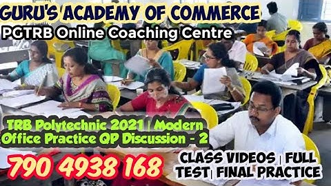 TRB Polytechnic - 2021 | Modern Office Practice (MOP) Question Paper Discussion - 2