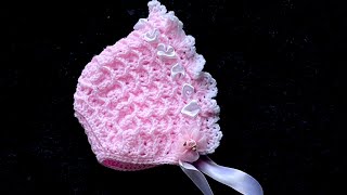 CROCHET BABY HAT PATTERN, BONNET OR CAP BY CROCHET FOR BABY TO MATCH EASY CROCHET BABY GIRL SET