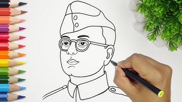 subhash chandra bose drawing step by step || Republic day drawing of Netaji subhash chandra bose