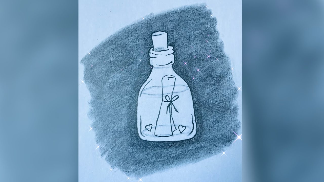 Draw The Message How to Draw a Message of Love in a Bottle Easy ||Message in a bottle ...