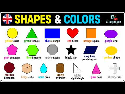Shapes and colors in English - Vocabulary names of geometric shapes and colours