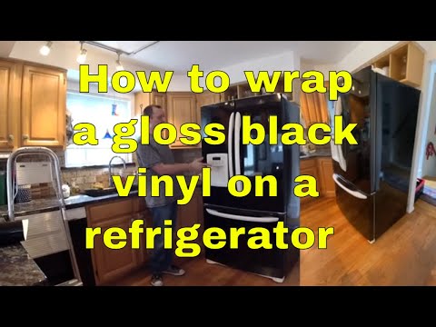 How to wrap a Gloss black vinyl on a french doors refrigerator RM wraps