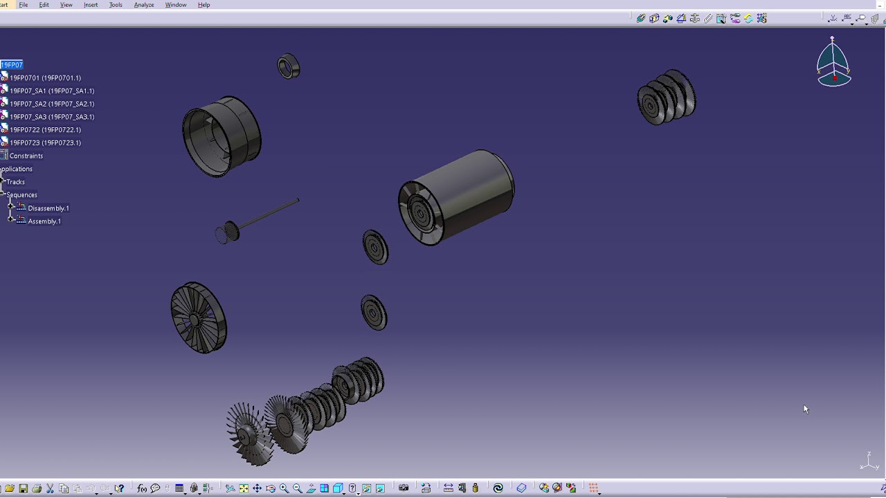 Explode Catia JT8D CATIA V5 Assembly - YouTube