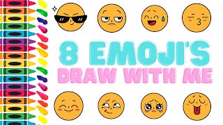 How to Draw 8 Emojis 😊🎨: Fun Emoji Art for Kids | Step by Step | Draw & Color | Magic Art
