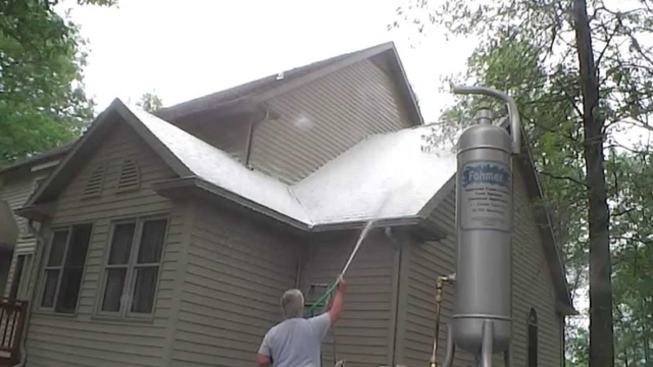 FohmerToo spraying 4% copper sulfate roof cleaner - YouTube