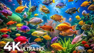 DREAM AQUARIUM 4K - Marine Life, Sea Animals and Coral Reef - Fish Tank Sounds for Deep Sleep #21
