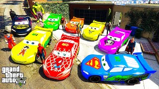 GTA 5 - Stealing SuperHero's MCQUEEN CARS with Franklin! (Real Life Cars #159)