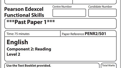 Functional Skills English Reading L2 Past Paper 1 Pearson Edexcel