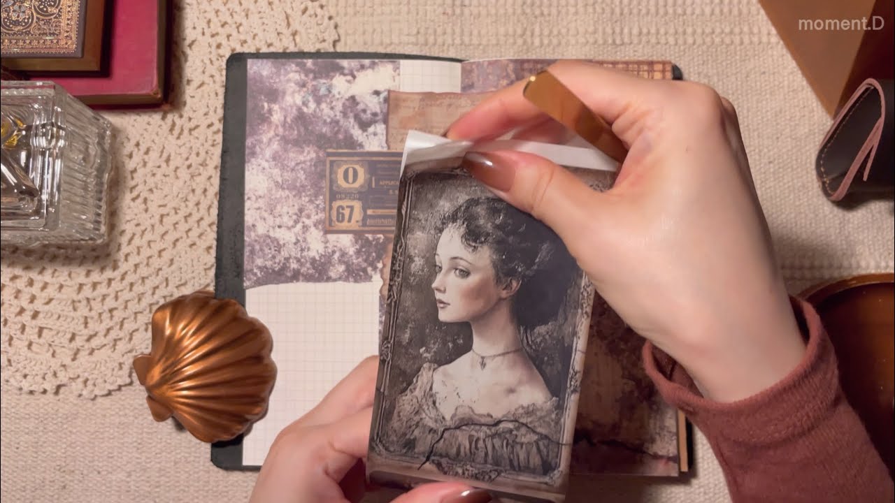 ASMR 묘할거예요🕷️빈티지 다이어리 꾸미기 Art Journaling #scrapbooking #papertherapy #コラージュ #collage 다꾸