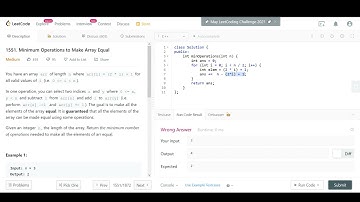 Competitive Programming Noob Tries Leetcode - Solution for Minimum Operations to Make Array Equal