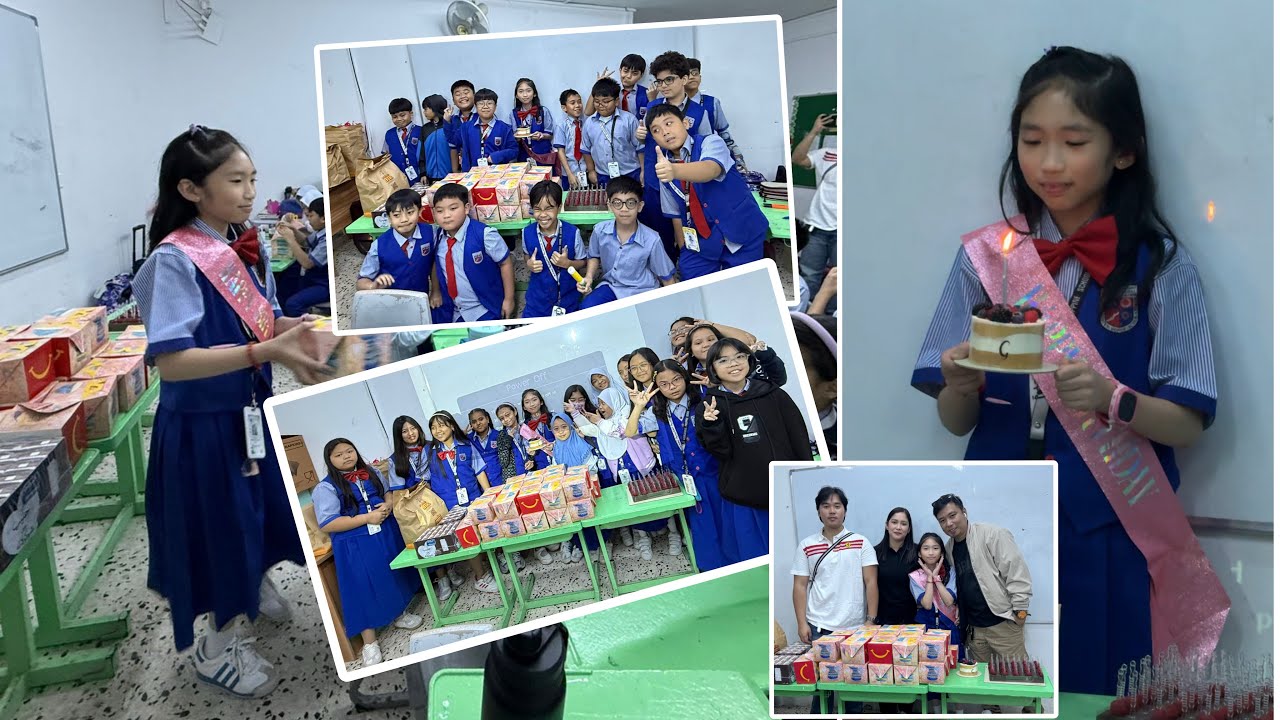 Празднование дня рождения с одноклассниками.