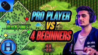 Pro Player vs 4 Beginners on BLACK FOREST | AoE2 screenshot 5