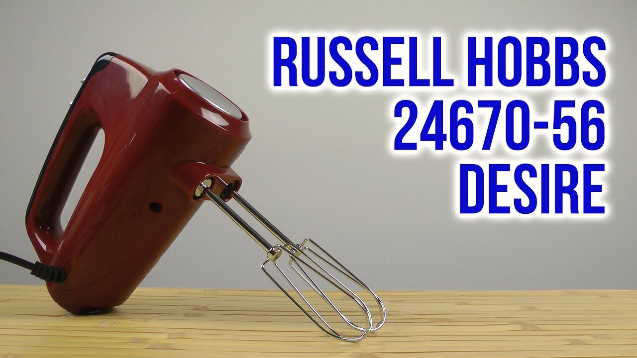 Russell Hobbs batteur électrique [batteur et mixeur à main] Rouge Desire (5 vitesses turbo, 2 fouets et crochets pétrisseurs chromés lavables au lave- vaisselle, ergonomique, socle, 350 W) 27152-56