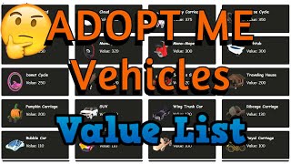 Vehicles Value List Roblox Adopt Me 2022 | adopt me vehicles value list All Cars