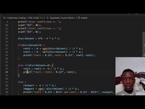 Roots of a quadratic equation in C programming - YouTube