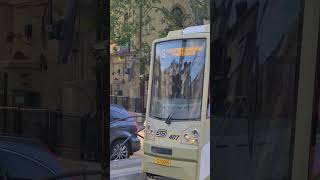 Tramvaiul Bucur LF #407 efectuând stația Șoseaua Ștefan cel Mare pe linia 5