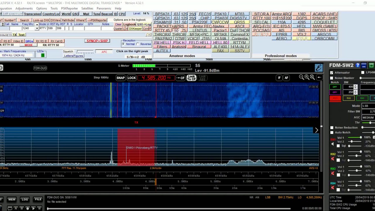 Ddk2 Pinneberg Dwd Weather Rtty 4583 Khz Decode Using Multispk And Elad Decoding Science And Technology Weather