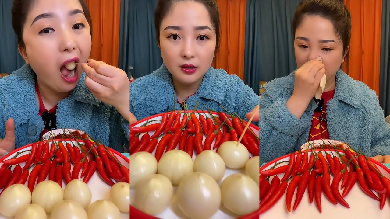 mukbang : Garlic chili eating show - too spicy