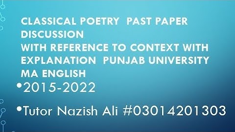 #classicalpoetry  past paper Discussion #punjabuniversity #maenglishpart2 2015-2022