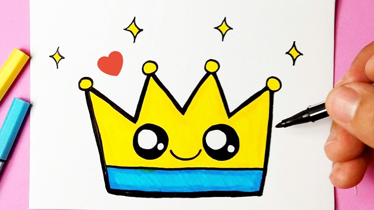 Como desenhar Coroa fofa Kawaii ❤ Desenhos Kawaii l Desenhos para