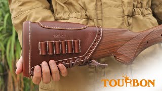 TOURBON Leather Recoil Pad Lace on Rifle Buttstock Ammo Holder Cheek Riser