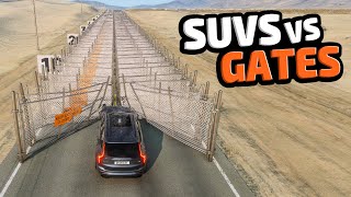 BeamNG Drive - SUVs VS 100 Gates Challenge - High-Speed Car Crashes