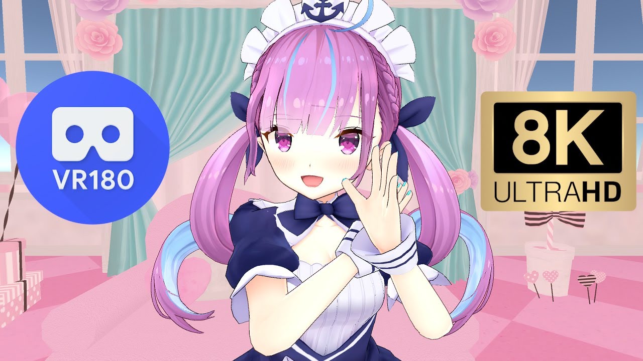 【8K VR180 MMD 3D】ダダダダ天使／湊あくあ【VTtuber 本人歌唱】