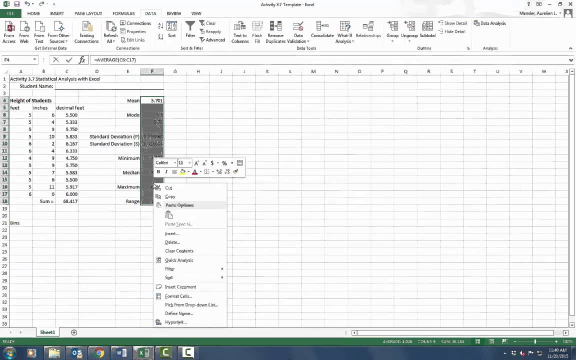 list of statistical analysis in excel programs