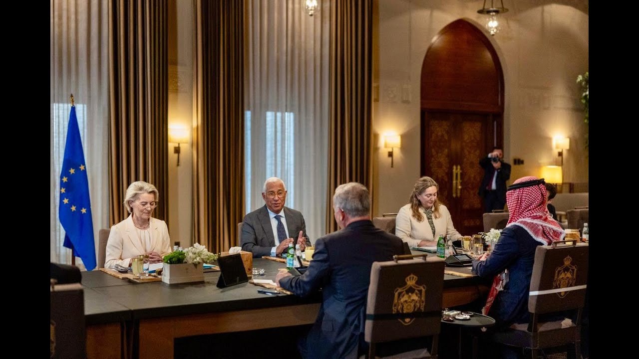 جانب من تصريحات رئيس المجلس الأوروبي أنتونيو كوستا في قمة الأردن والاتحاد الأوروبي الأولى