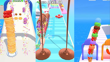 Pancake Run vs Ice Cream Runner vs Stacky IceCream | All Levels Gameplay Walkthrough (iOS & Android)
