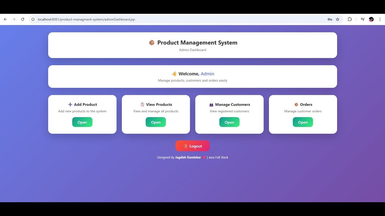 Java JSP & Servlet Product Management System | Admin & Customer Dashboard | Responsive UI