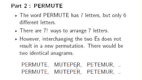 Discrete Mathematics : Anagrams as Permutations