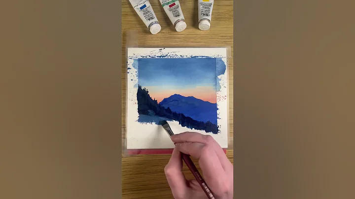 Snowy gouache landscape painting #shorts #artshorts #painting #arttimelapse #gouache