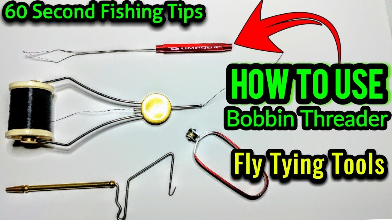 60 Second Fishing Tips! How To Use A Bobbin Threader For Tying Flies! Black  Fly #015 - 4K HD 