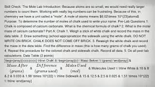 Skill Check: The Mole Lab Introduction: Because atoms are so small, we would need really larger numb