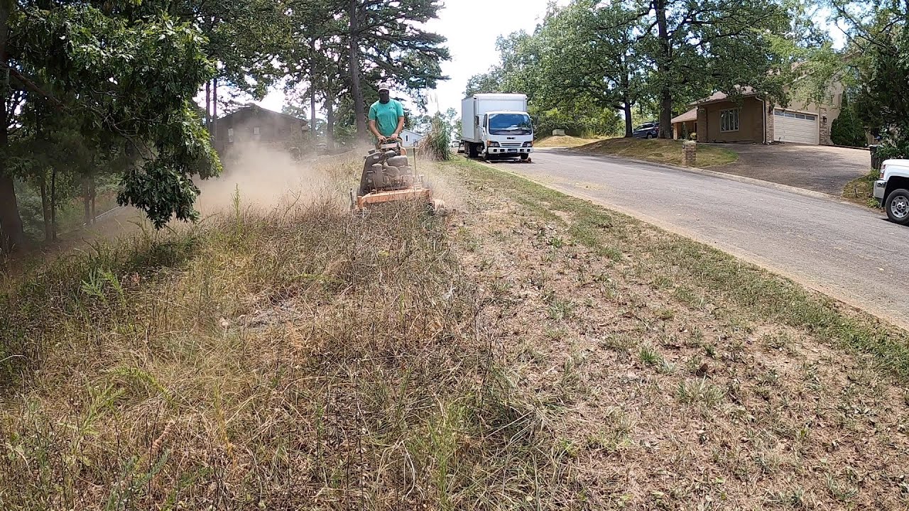 OVERGROWN city VIOLATION TALL GRASS cleanup - YouTube