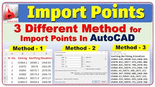 how to Import survey data from excel in AutoCAD | Survey Points importing in AutoCAD