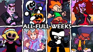 Friday Night Funkin' Week 1 to Weekend 1 - (All Full Weeks \& Cutscenes)