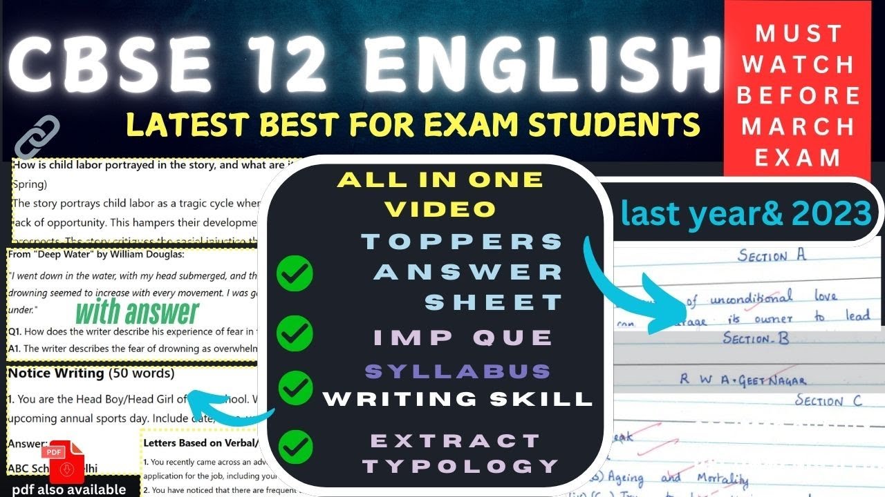 Class 12 English Core: Toppers' Answer Sheets Revealed| IMP Que & Extract Typology