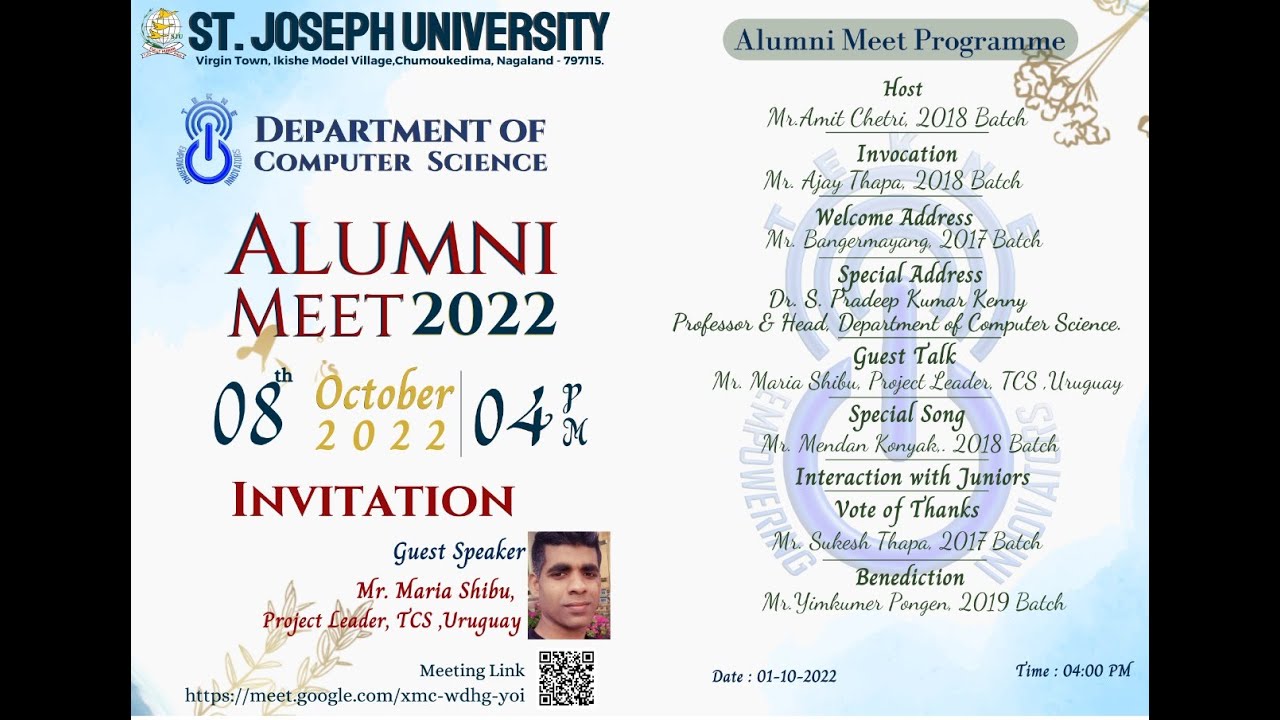First Alumini Meet of the Dept of Computer Science, SJU, Cum Guest ...