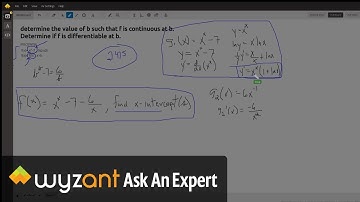 Determine the value of b that makes a piecewise function continuous.Is the func differentiable there