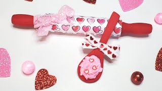 ❤️️ DIY MINI ROLLING PIN AND FAKE WHIPPED CREAM SPOON ❤️️  Valentine Tiered Tray Decorations