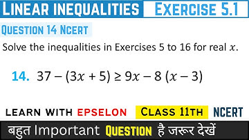 linear inequalities class 11 exercise 5.1 question 14 | ex 5.1 q14 class 11 | linear inequalities