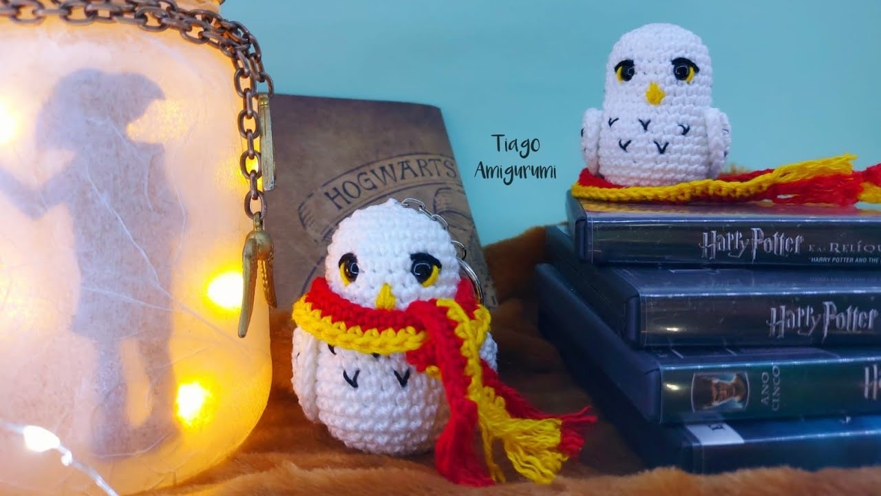Chaveiro/Enfeite Edwiges Harry Potter Amigurumi Passo a Passo ( Aula Completa ) #tiagoamigurumi