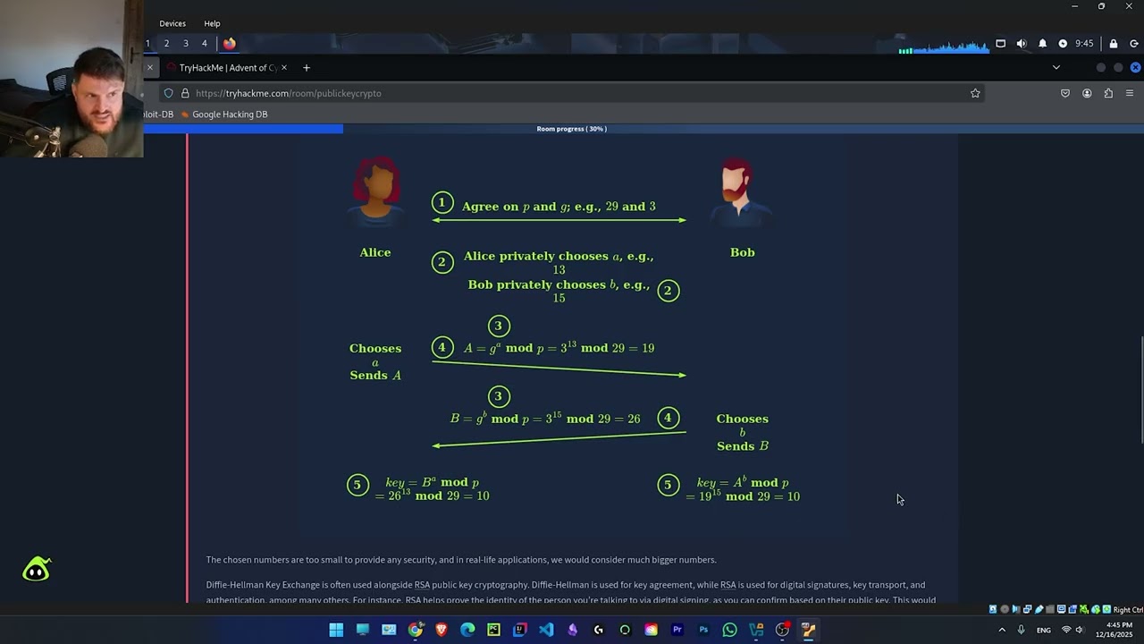 Основы криптографии с открытым ключом | Задание 4 - Обмен ключами Диффи-Хеллмана