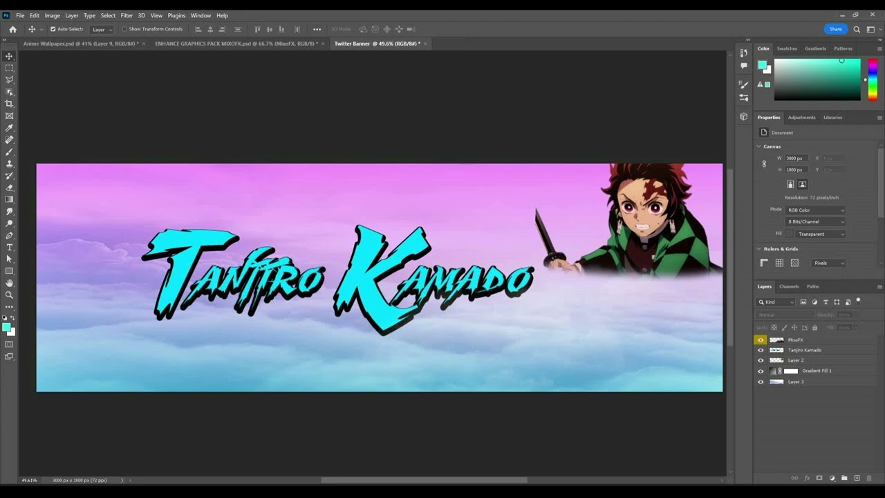 Tanjiro Kamado Twitter Banner (speed art)