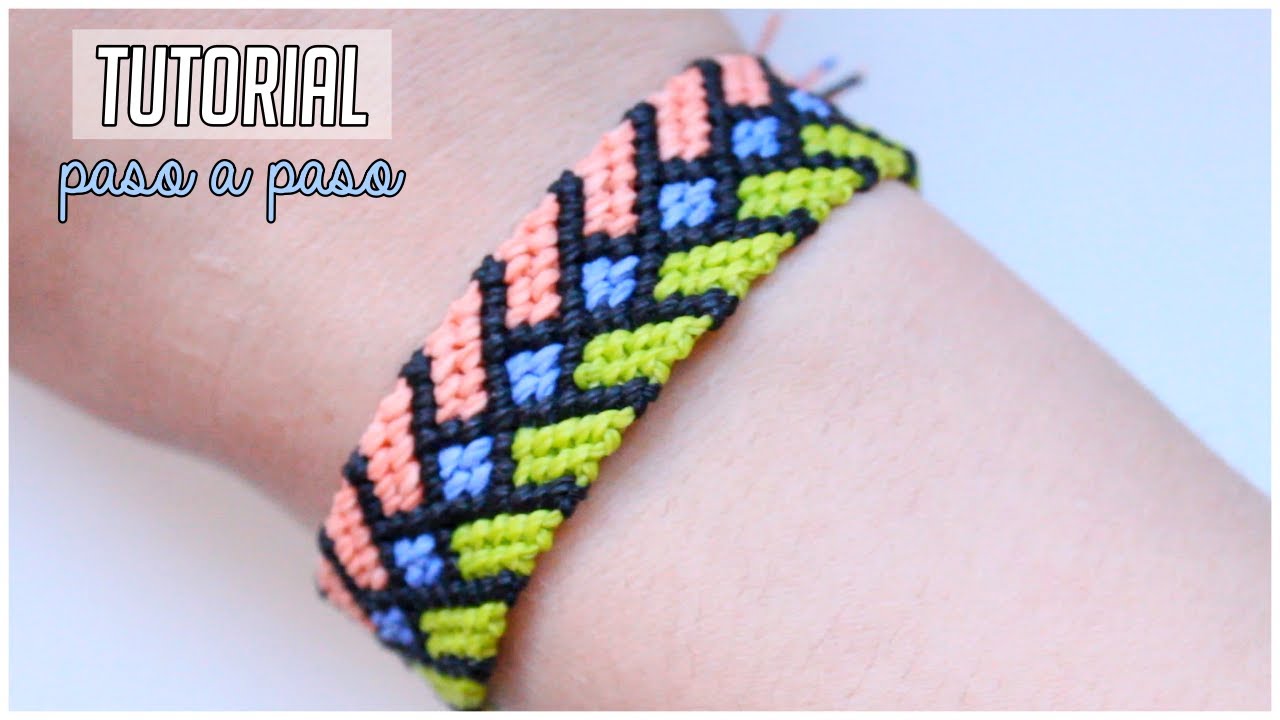TUTORIAL PULSERA DE HILO ◆ Trenza con diamante◆ MACRAME