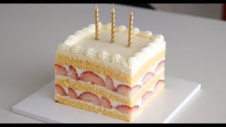 우유맛 진한 호텔 딸기생크림케이크 아이싱 없이 쉽게 만들어보기 ❤️ Easy recipe of Strawberry short cake /로미꽃빵Romitube